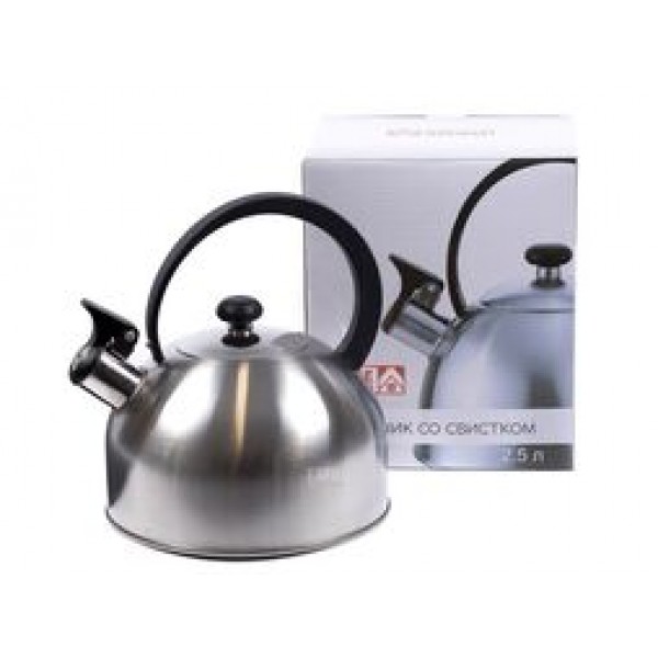 Чайник металлический со свистком и пластмассовой ручкой 2,5л Home Line GS-04129A